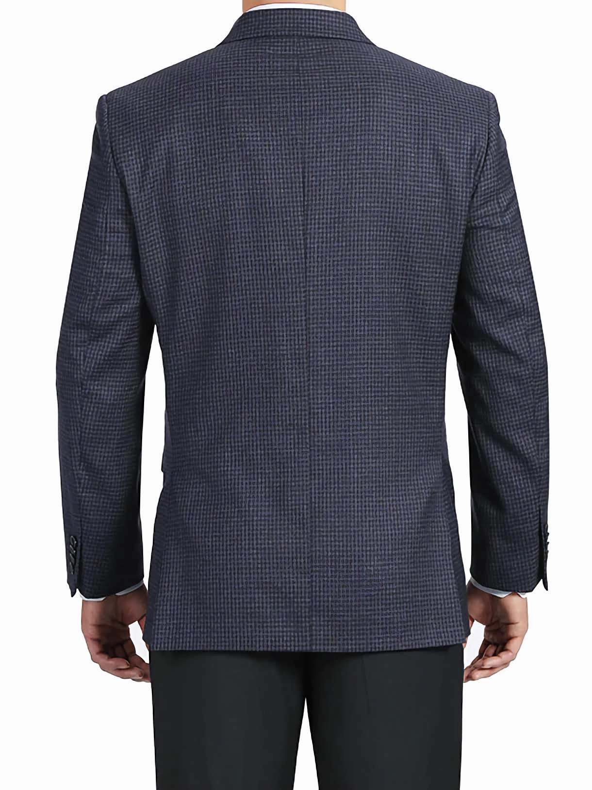 100% Wool Regular Fit 2 Button Blazer Mini Check in Navy