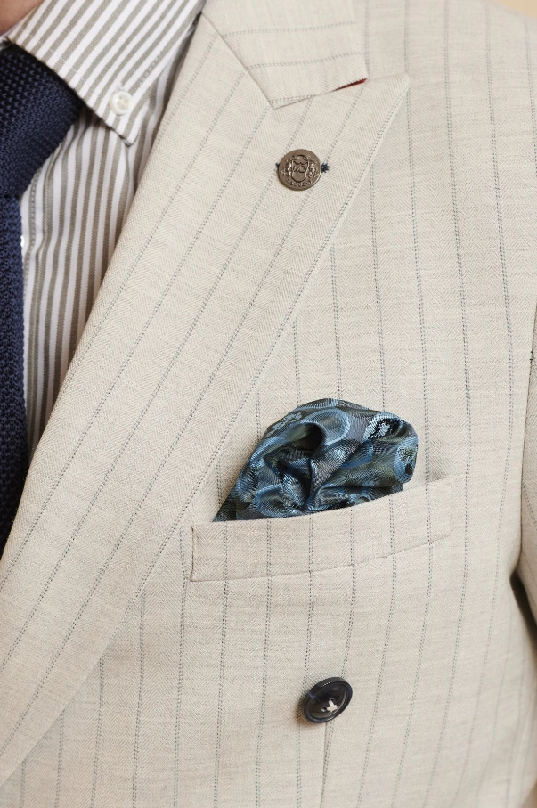 3-Piece Stone Men's Pinstripe Suit - Marc Darcy Grant Stone