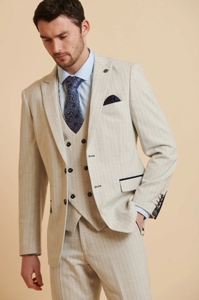 3-Piece Stone Men's Pinstripe Suit - Marc Darcy Grant Stone