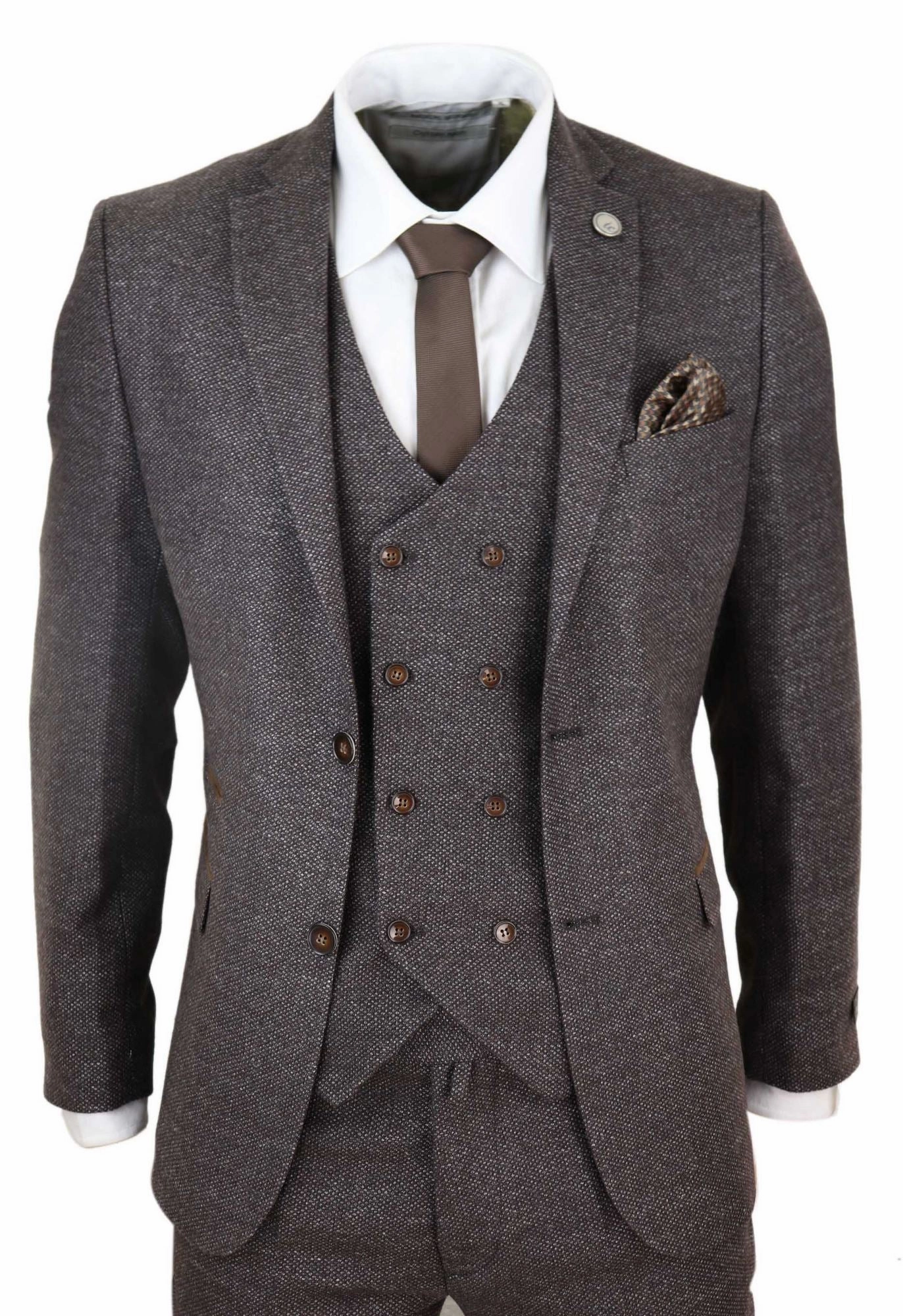 3 Piece Suit Double Breasted Tweed