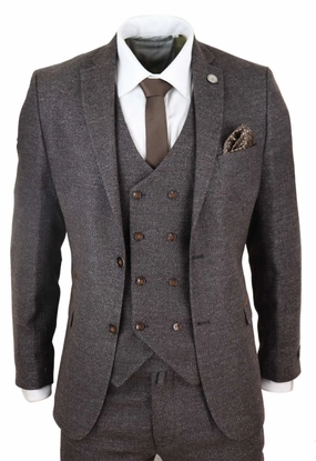 3 Piece Suit Double Breasted Tweed