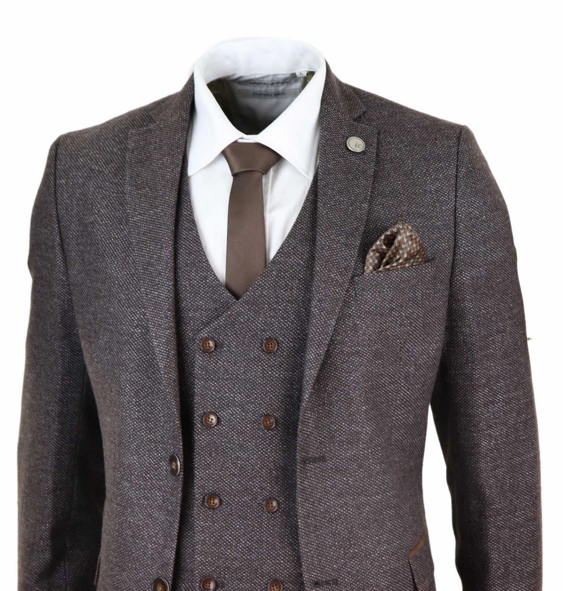 3 Piece Suit Double Breasted Tweed