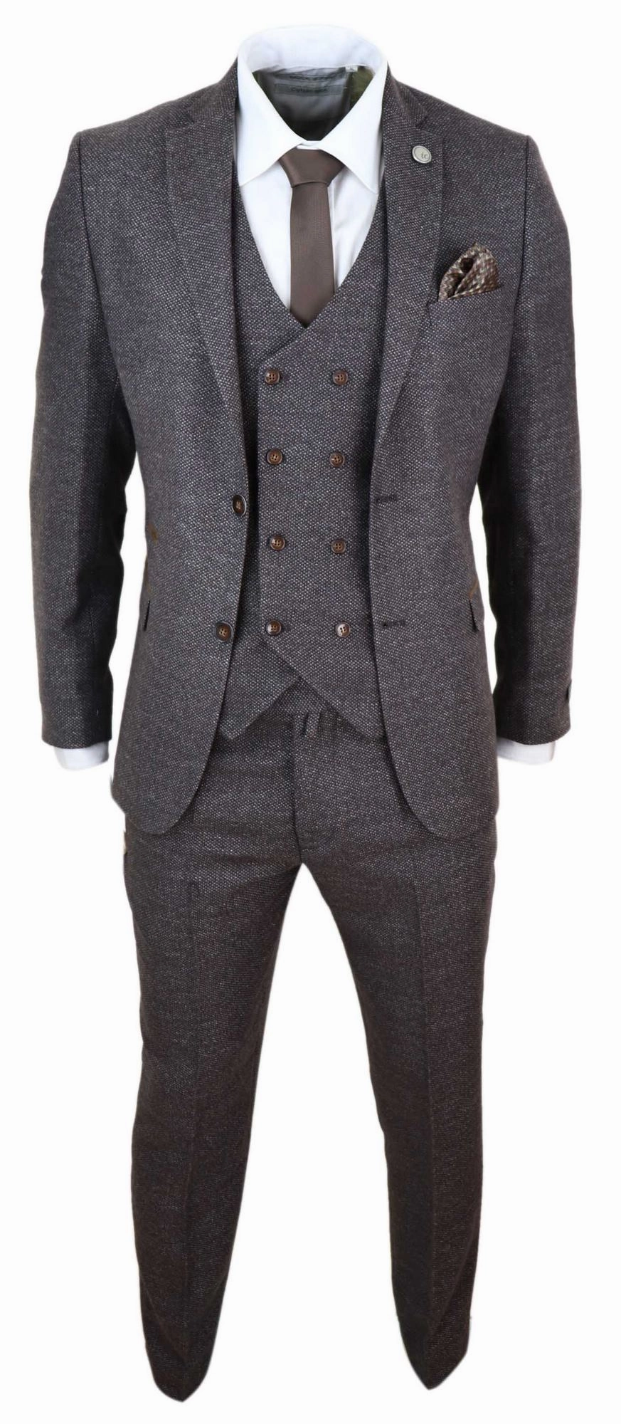 3 Piece Suit Double Breasted Tweed