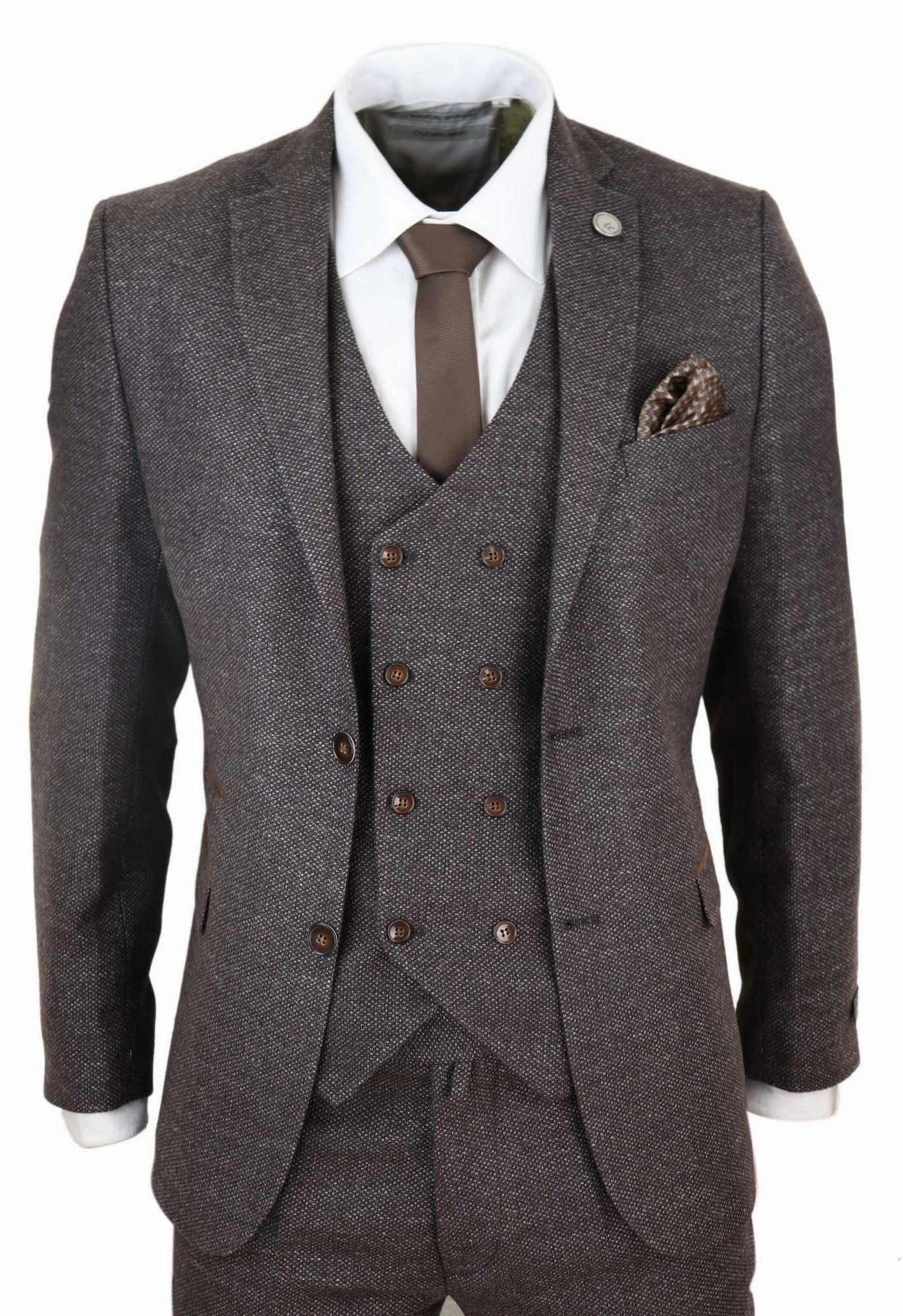 3 Piece Suit Double Breasted Tweed