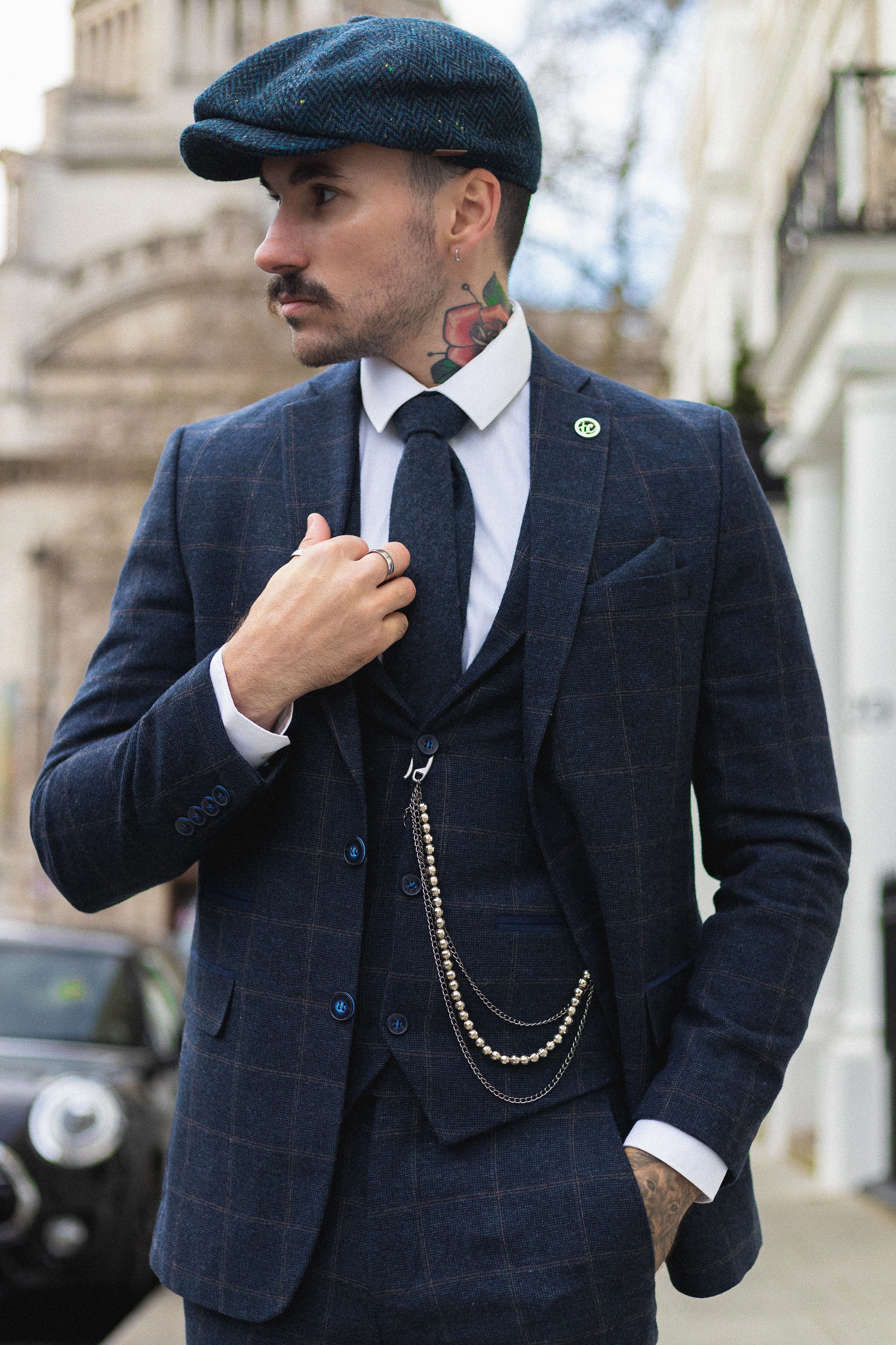 3 Piece Suit Wool Tweed Herringbone
