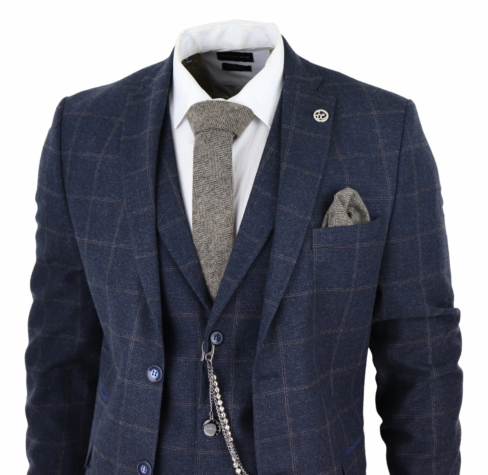 3 Piece Suit Wool Tweed Herringbone