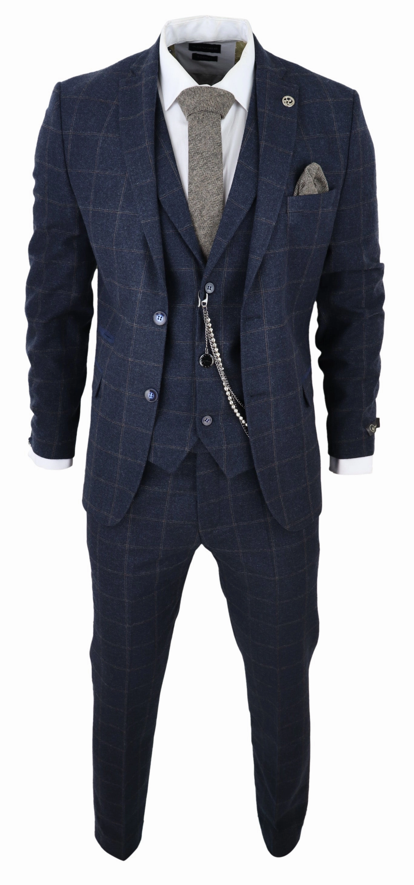 3 Piece Suit Wool Tweed Herringbone