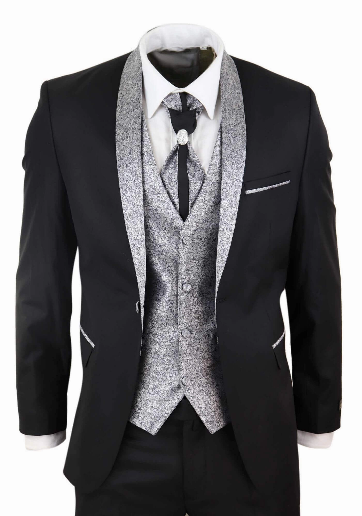 4 Piece Wedding Suit Groom Cravat |