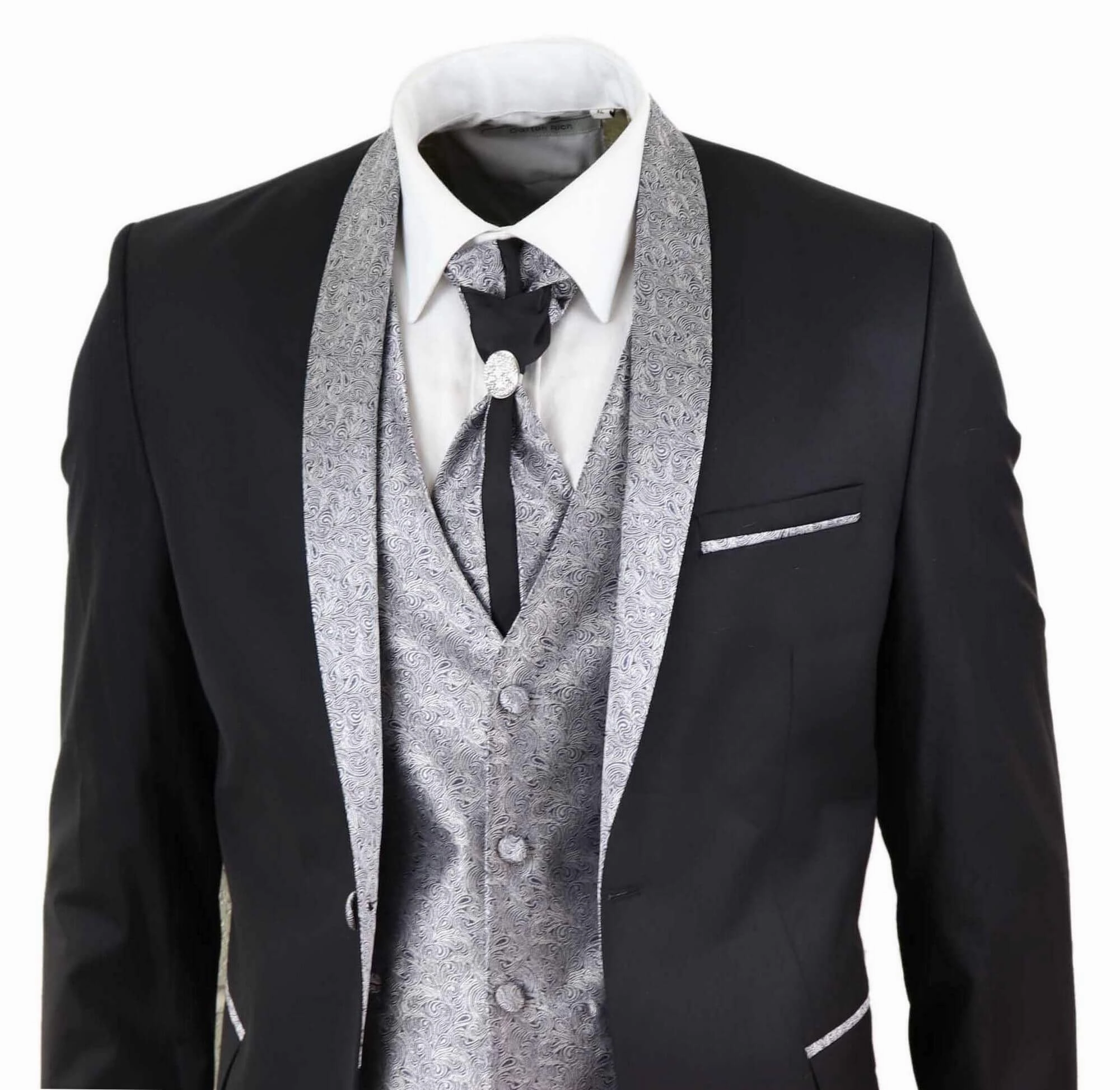 4 Piece Wedding Suit Groom Cravat |