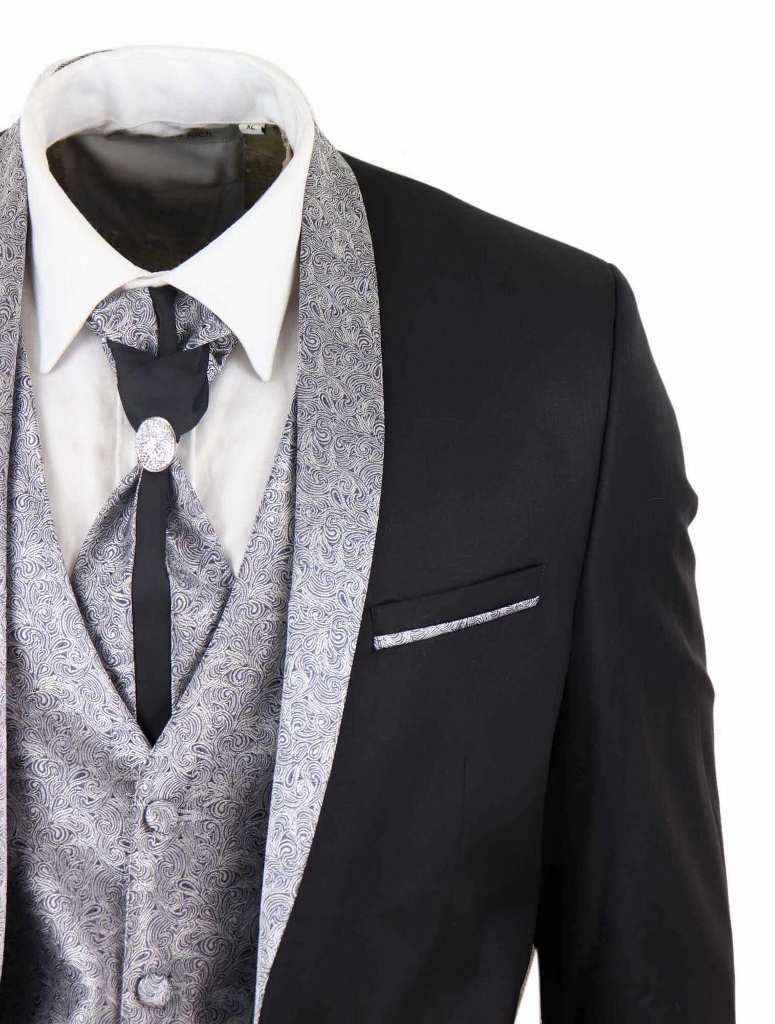 4 Piece Wedding Suit Groom Cravat |