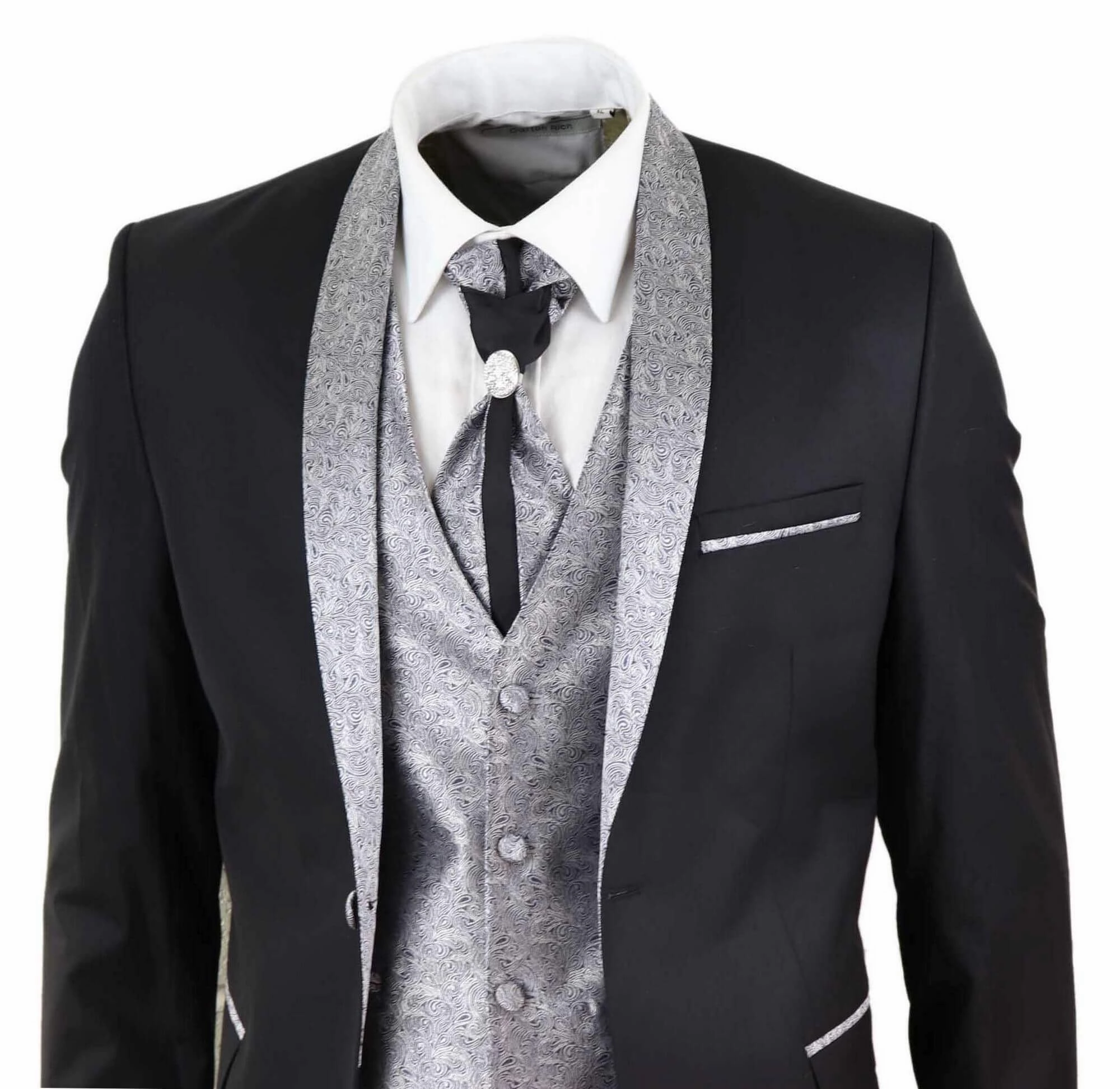 4 Piece Wedding Suit Groom Cravat |