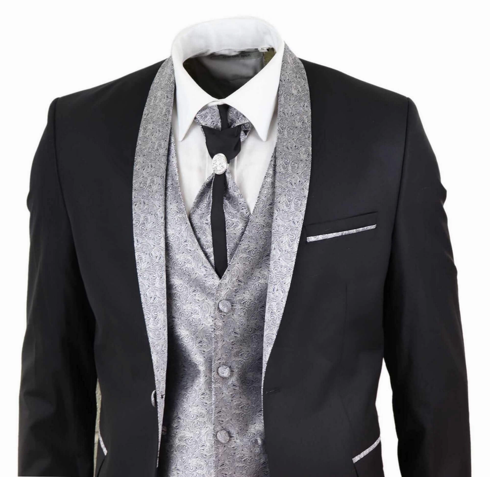 4 Piece Wedding Suit Groom Cravat |