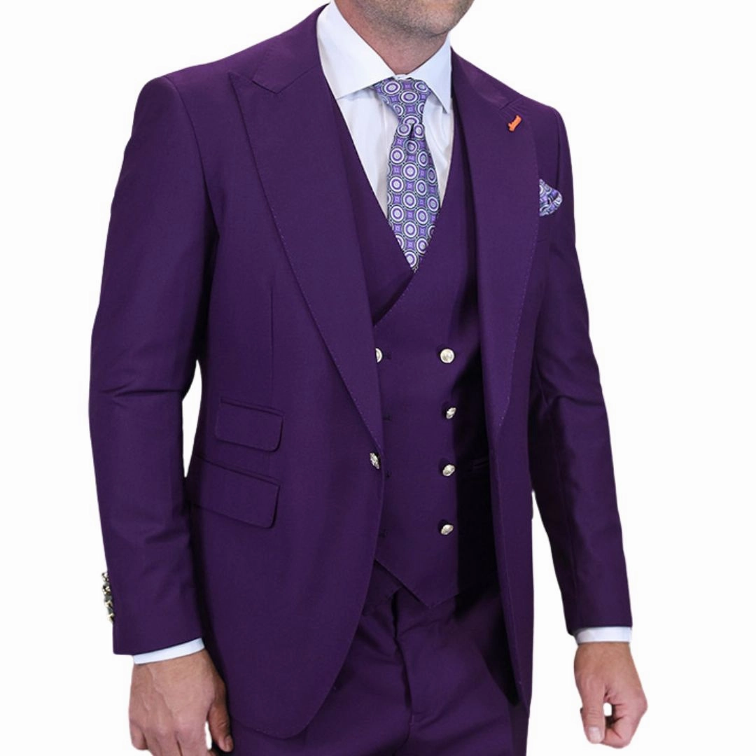 Aether Crest Collection: Statement Plum 3-Piece Modern Fit Suit