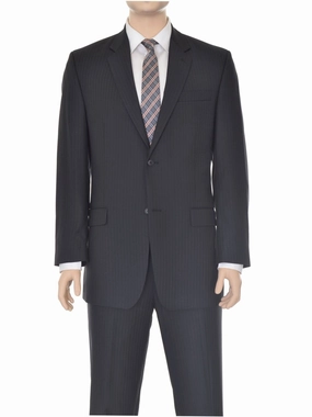 Alfani Classic Fit Black Striped Wool Blend Suit