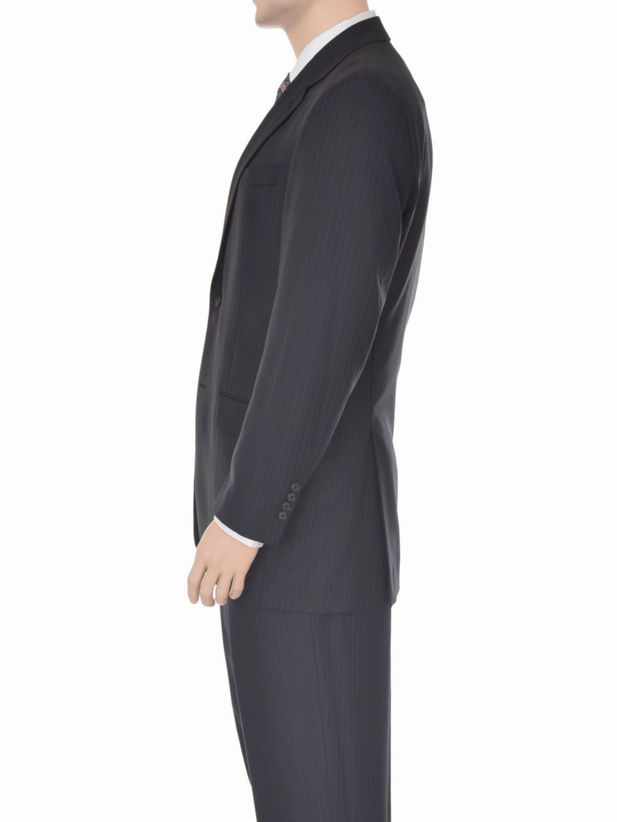Alfani Classic Fit Black Striped Wool Blend Suit