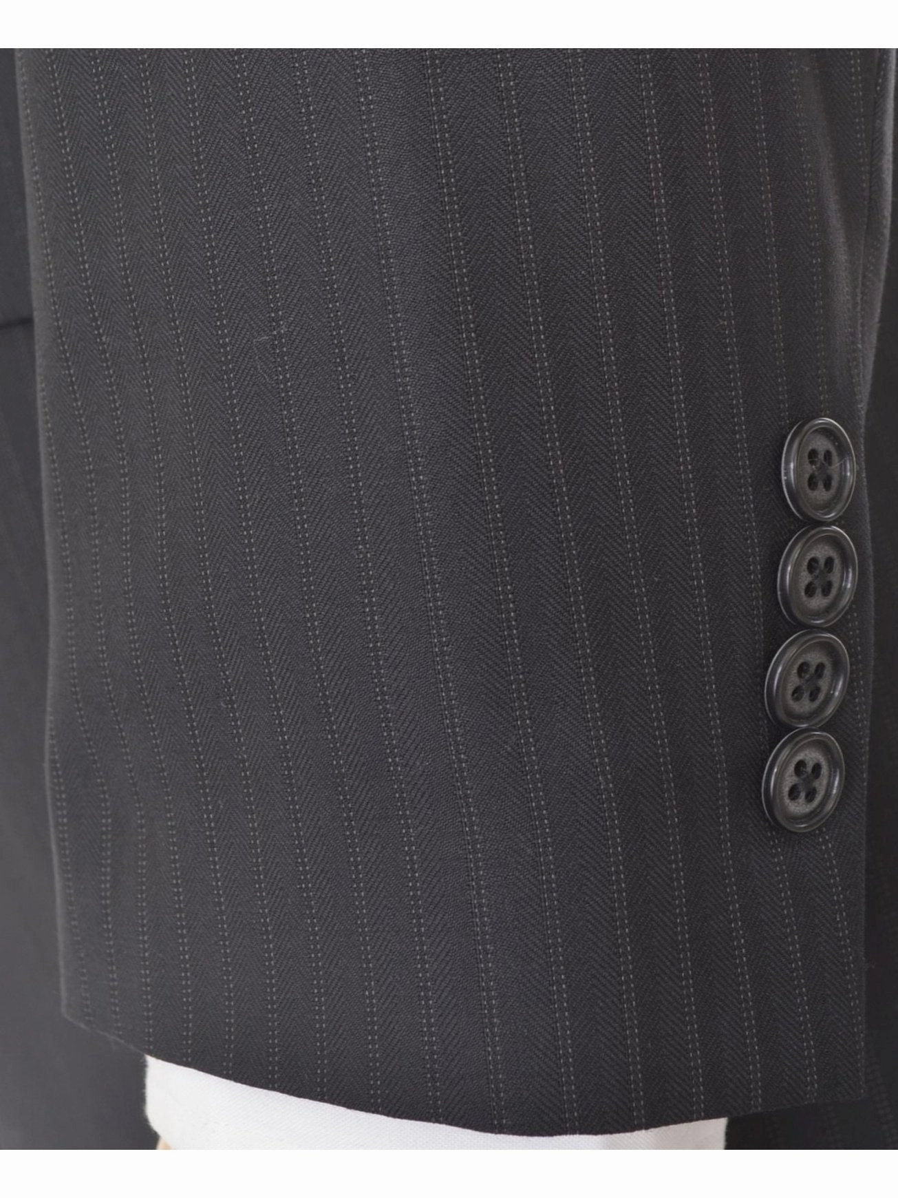 Alfani Classic Fit Black Striped Wool Blend Suit