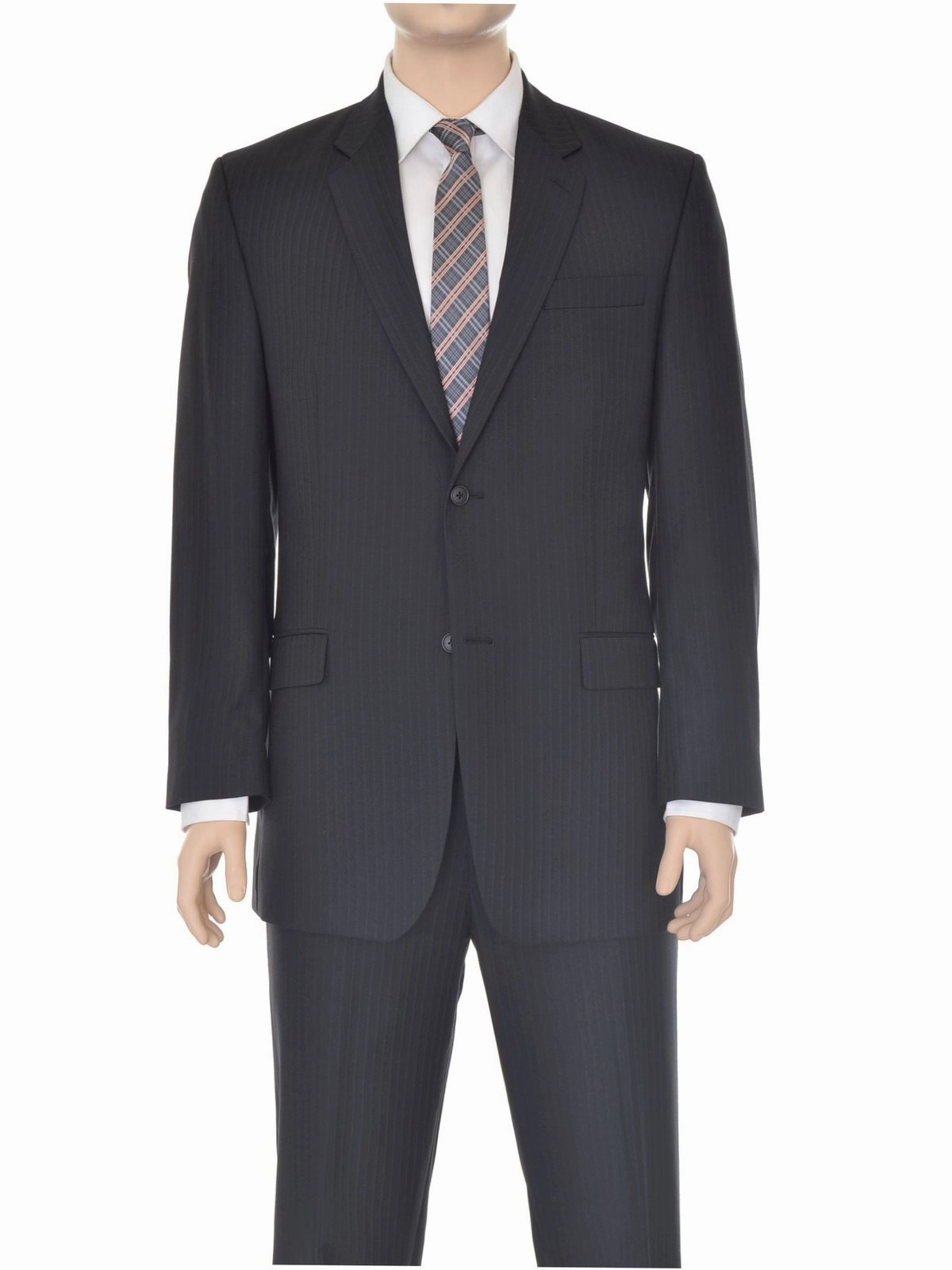 Alfani Classic Fit Black Striped Wool Blend Suit