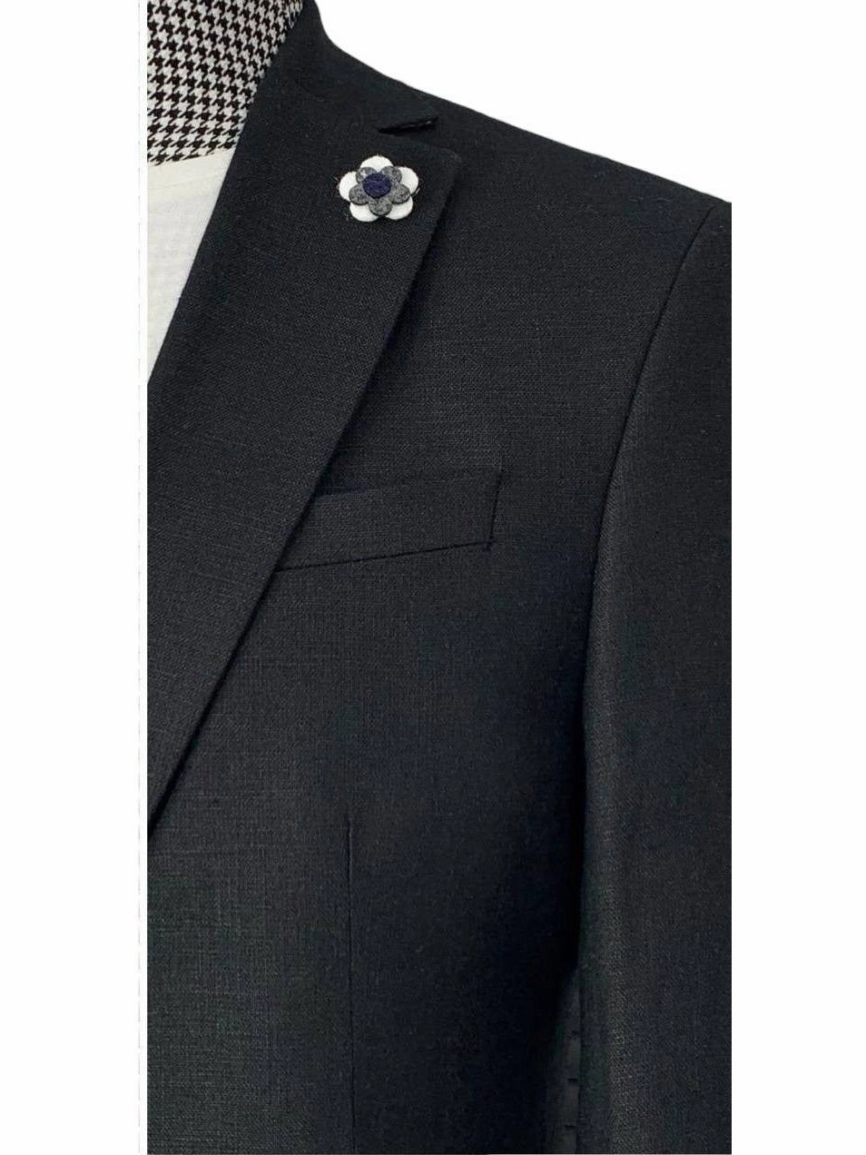 Amonce By Romaster Mens Solid Black Slim Fit 100% Linen 2 Piece Suit