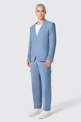 Anthony Oversized Blue Waffle Knit Cotton Suit - ARCHIVE