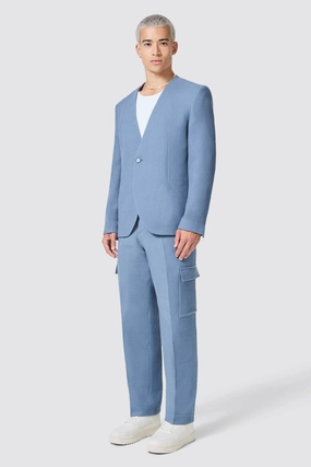 Anthony Oversized Blue Waffle Knit Cotton Suit - ARCHIVE