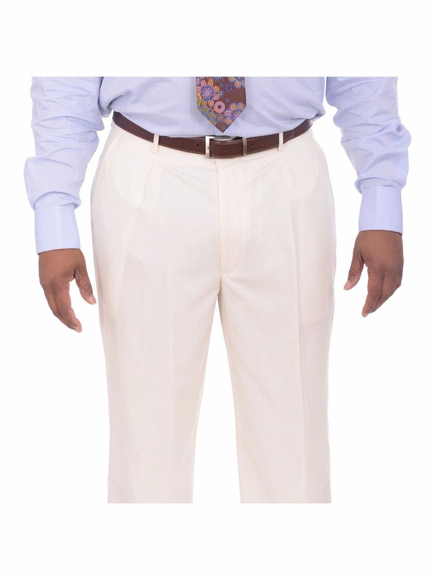 Apollo King Big & Tall Solid Off White Cream 6-on-2 Double Breasted Wool Suit