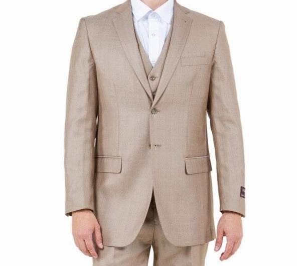 Argonaut Collection: Stone Textured Solid Three-Piece Suit – Modern Fit