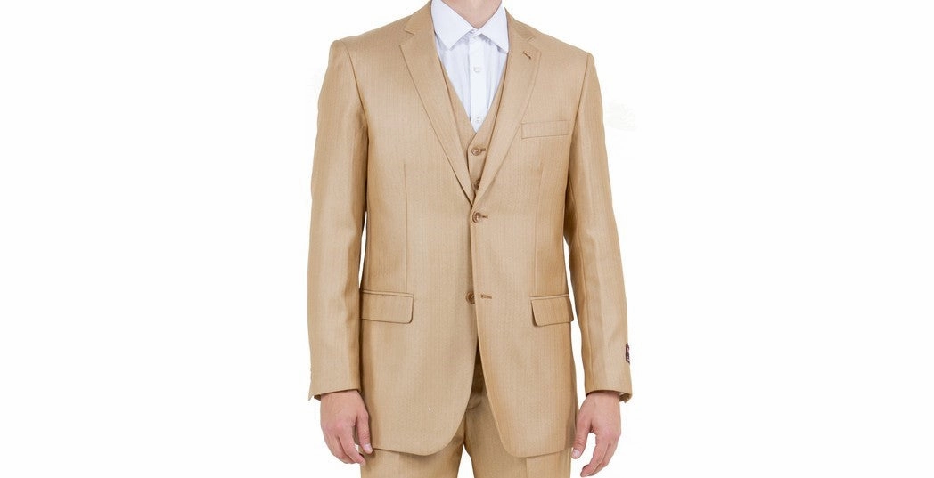 Argonaut Collection: Wheat Textured Solid Three-Piece Suit – Modern Fit