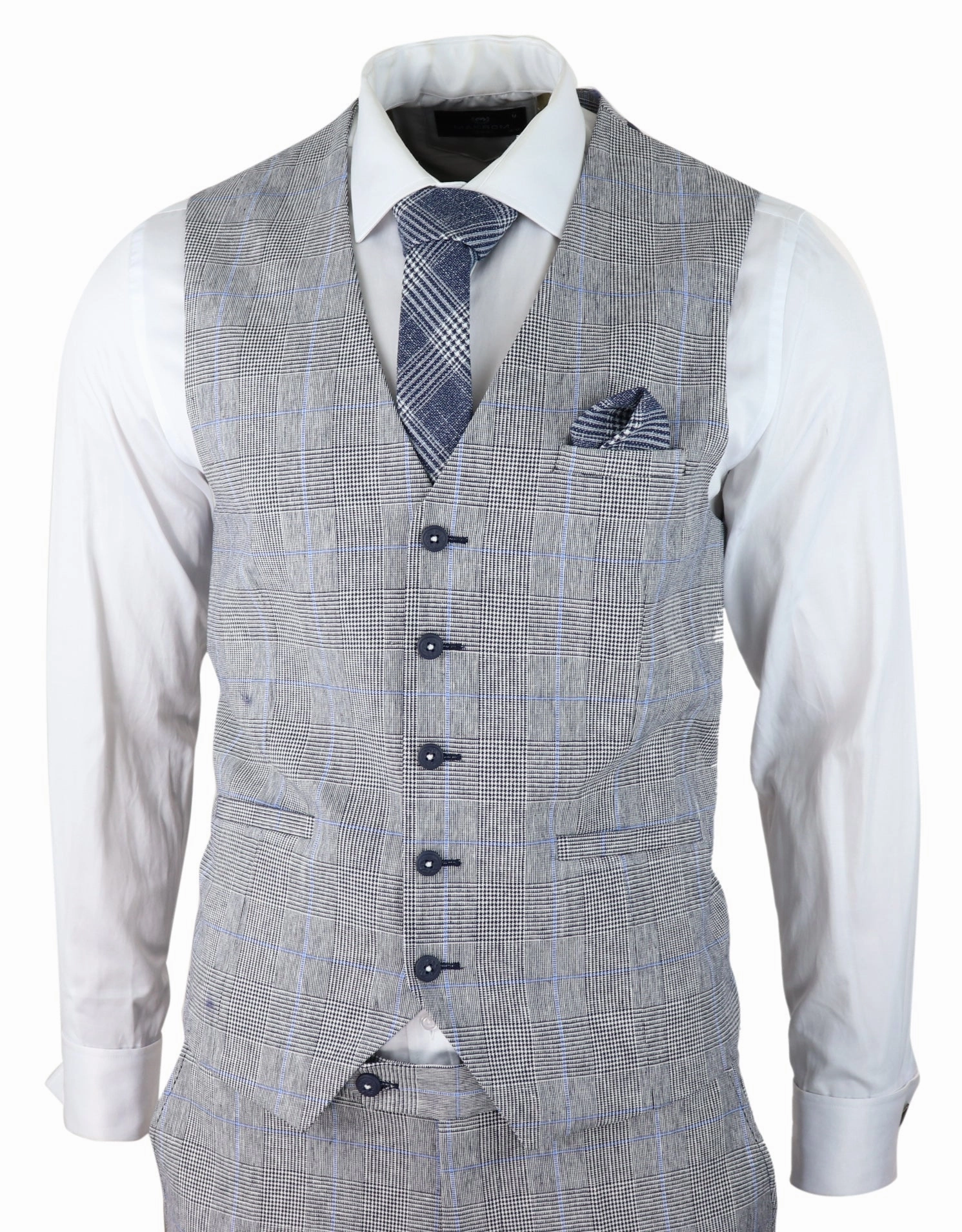 Arriga 3 Piece Summer Wedding Suit Grey Check