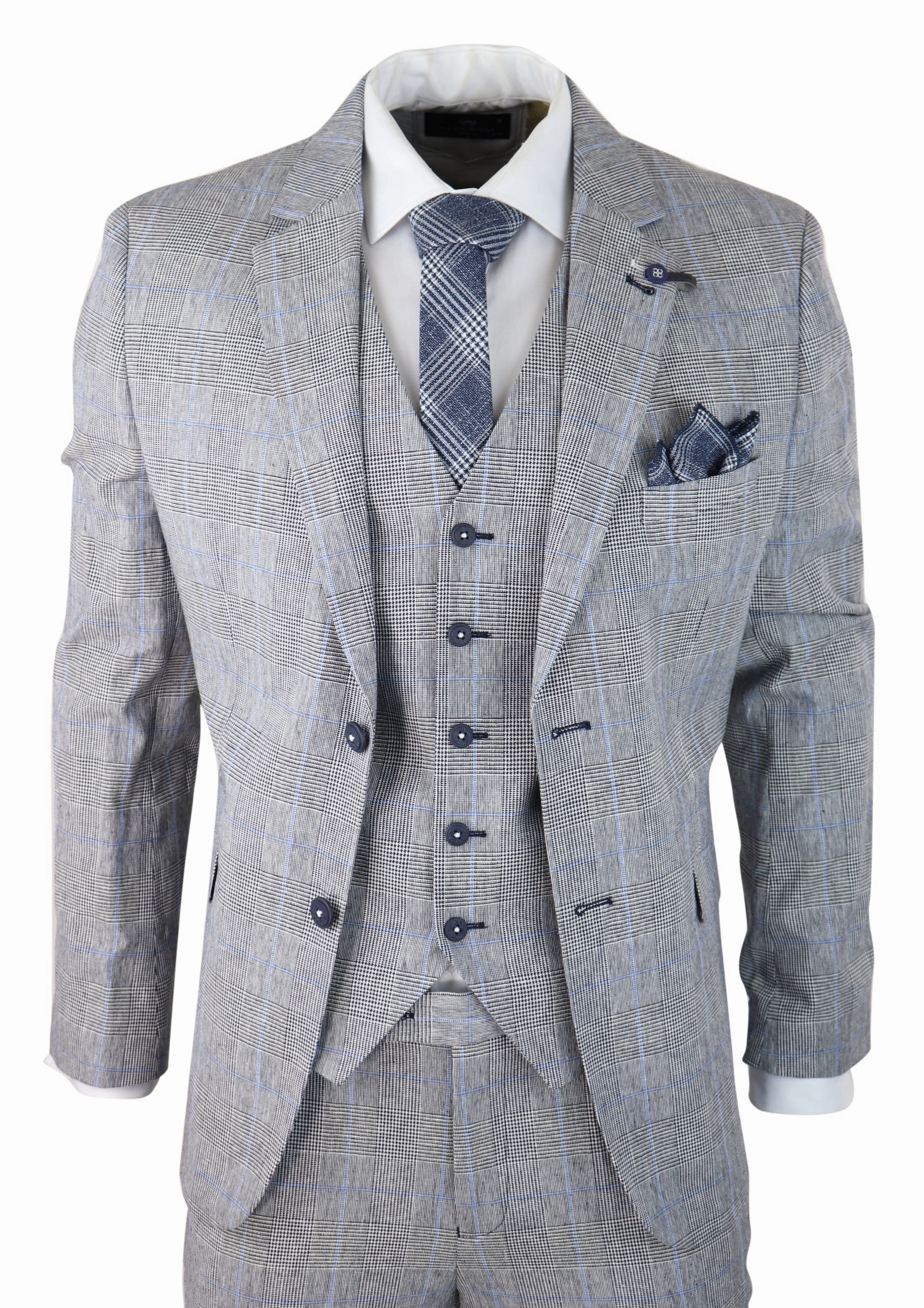 Arriga 3 Piece Summer Wedding Suit Grey Check