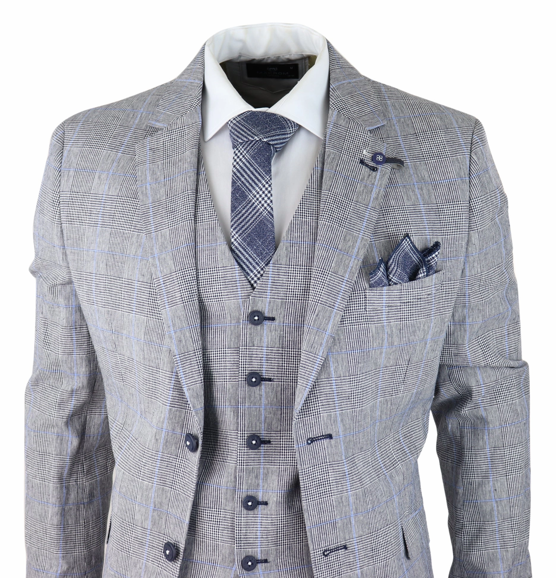 Arriga 3 Piece Summer Wedding Suit Grey Check