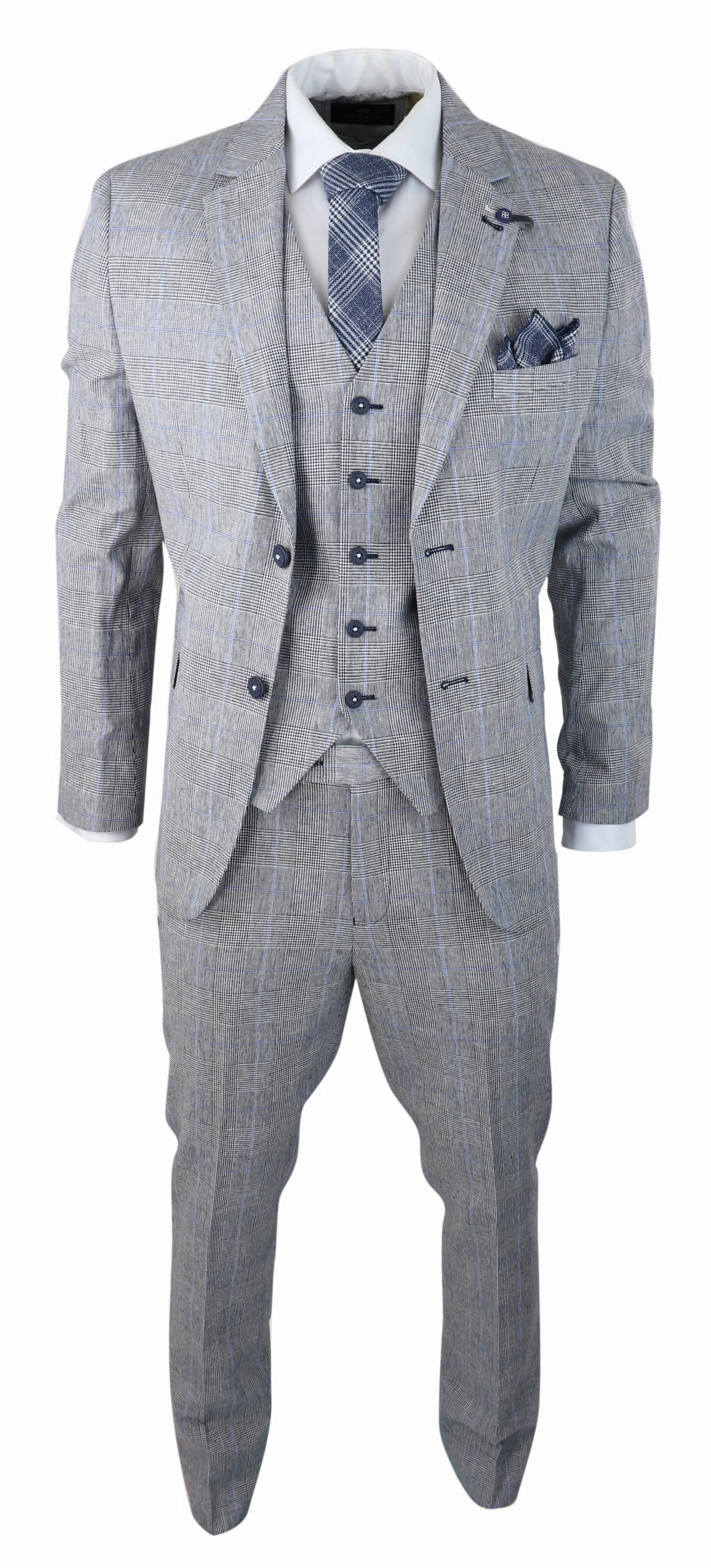 Arriga 3 Piece Summer Wedding Suit Grey Check