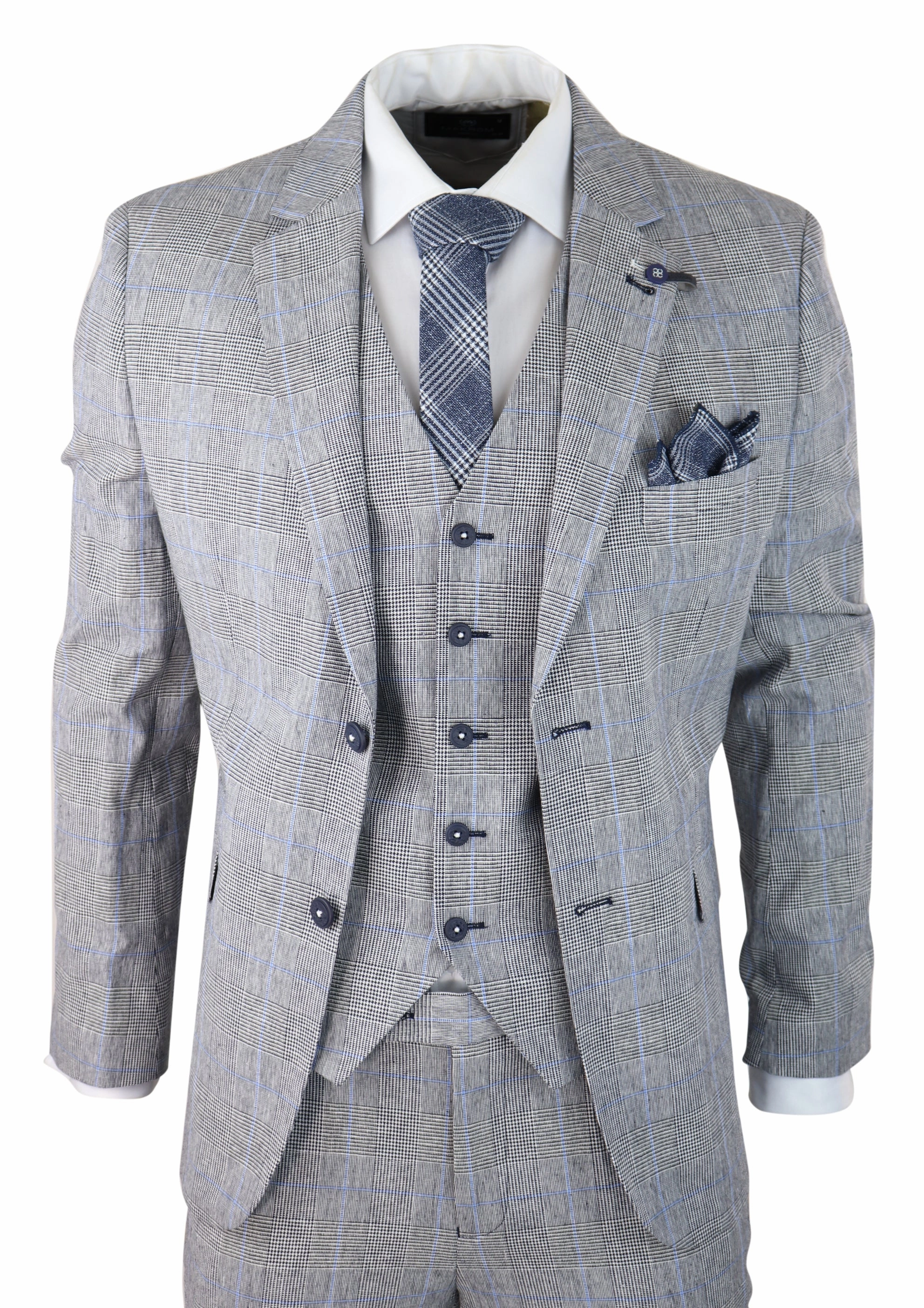 Arriga 3 Piece Summer Wedding Suit Grey Check