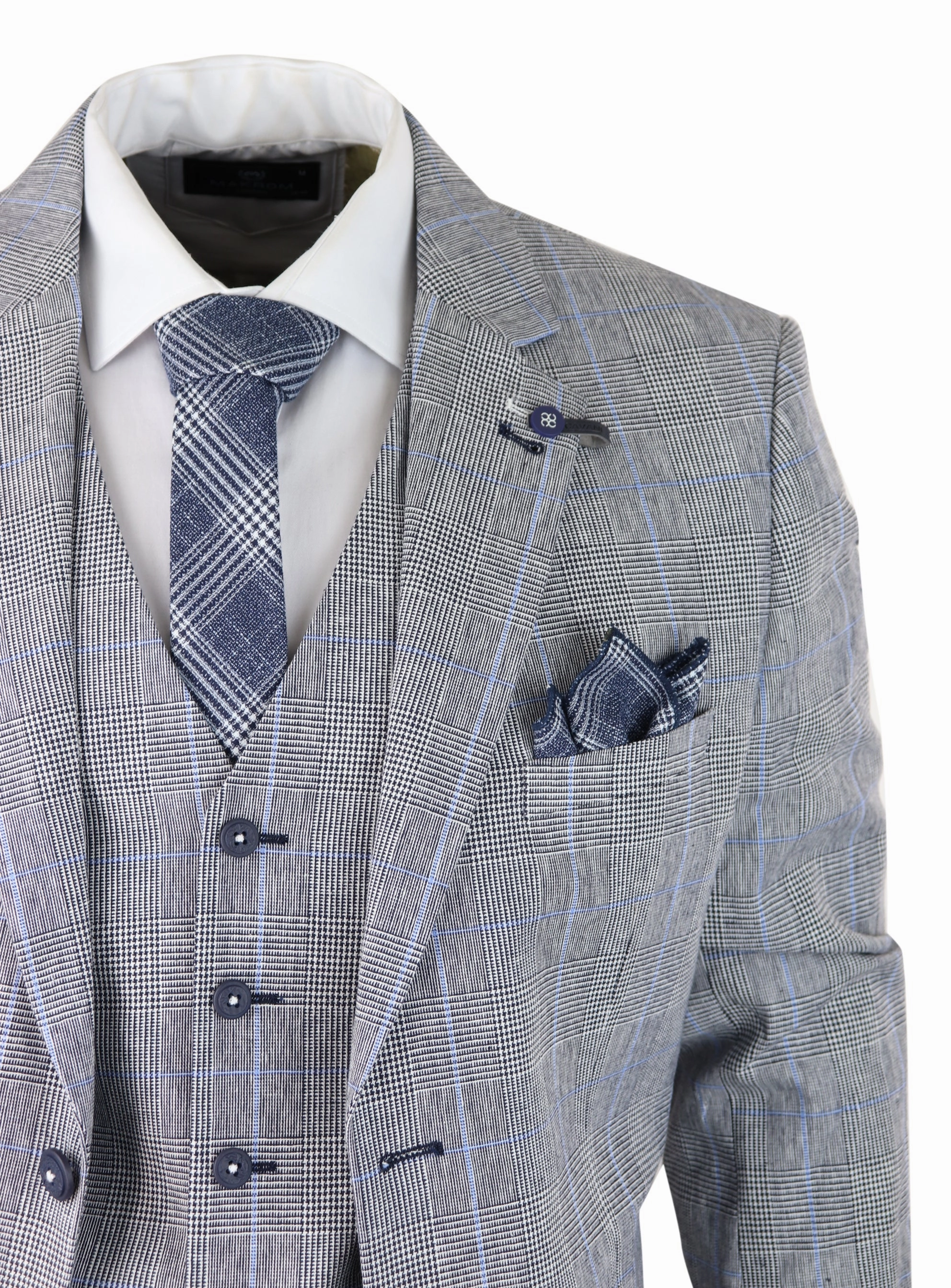 Arriga 3 Piece Summer Wedding Suit Grey Check