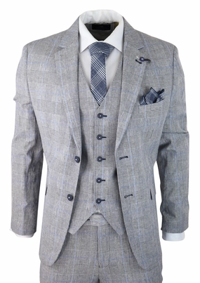 Arriga 3 Piece Summer Wedding Suit Grey Check