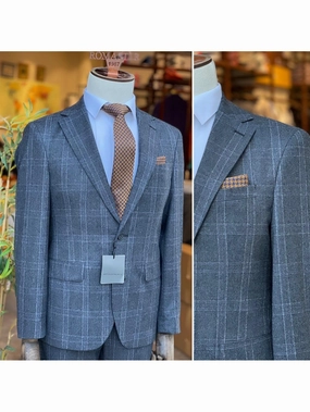 Arthur Black Mens Charcoal Gray Plaid Slim Fit 100% VBC Wool Prehemmed Suit