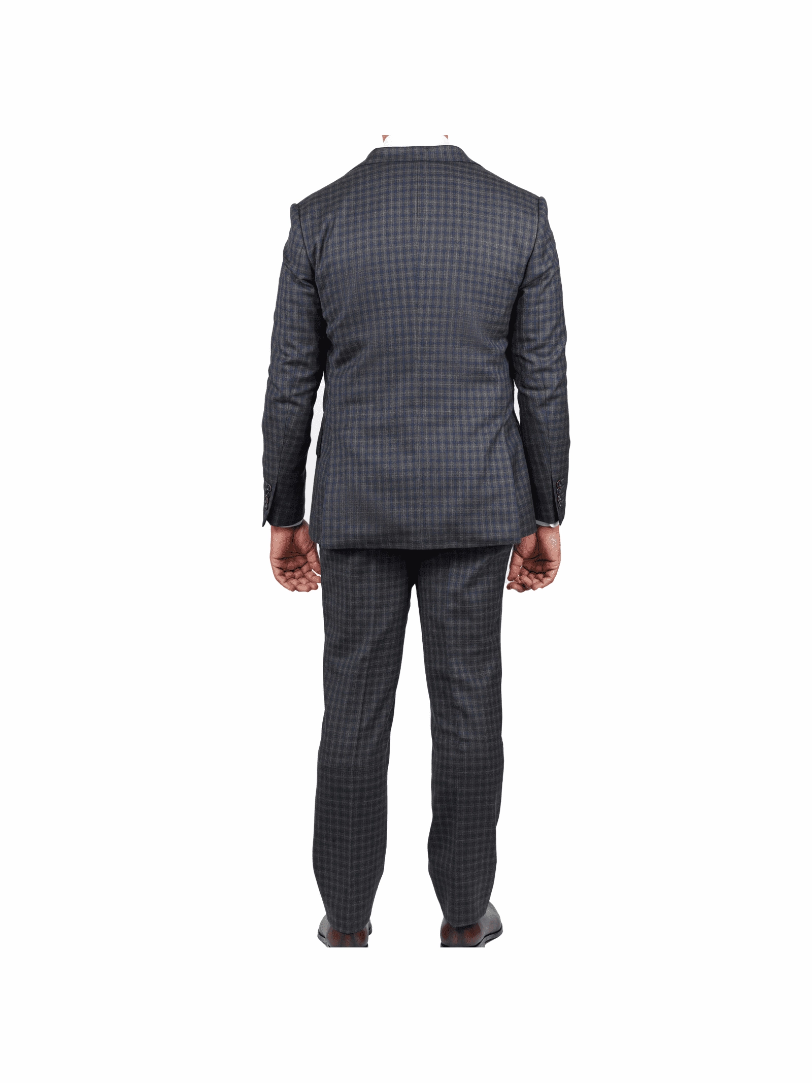 Arthur Black Slim Fit Grey Blue Check Light Flannel Reda Wool Suit