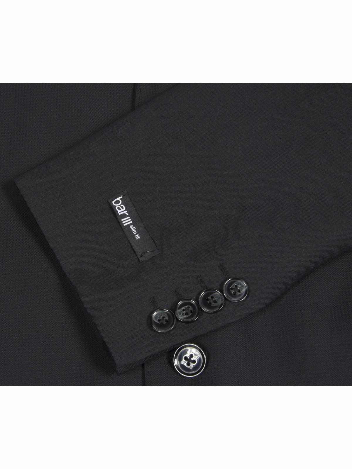 Bar III Mens Slim Fit Black Wool Blend 2 Piece Suit