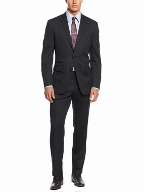 Bar III Mens Slim Fit Black Wool Blend 2 Piece Suit