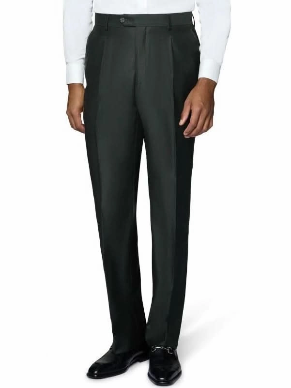 Beragamo Elegant Men's Solid Olive 100% Wool Classic Fit Vested Suit