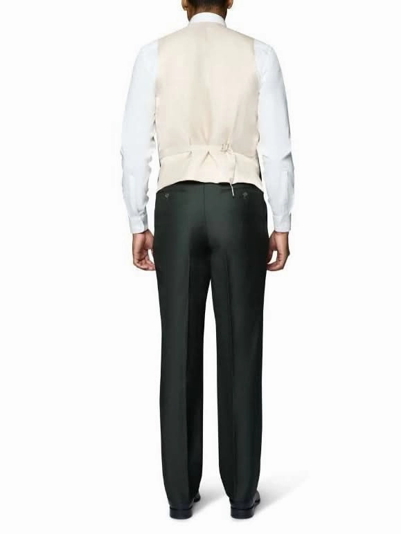 Beragamo Elegant Men's Solid Olive 100% Wool Classic Fit Vested Suit