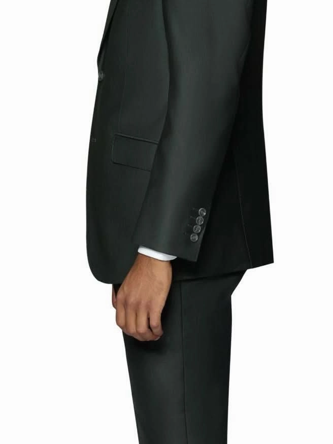 Beragamo Elegant Men's Solid Olive 100% Wool Classic Fit Vested Suit