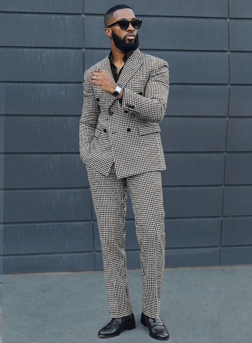 Big Houndstooth BW Tweed Double Breasted Suit