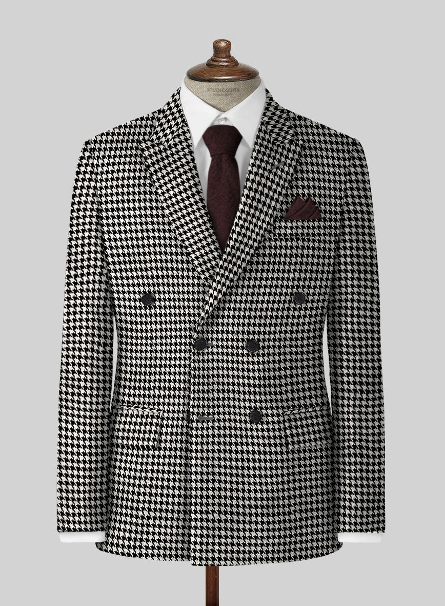 Big Houndstooth BW Tweed Double Breasted Suit