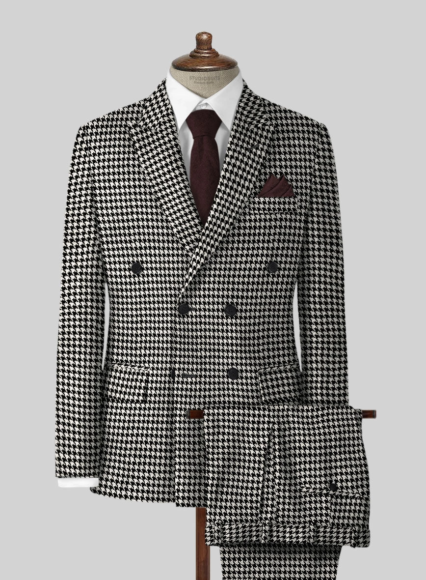 Big Houndstooth BW Tweed Double Breasted Suit
