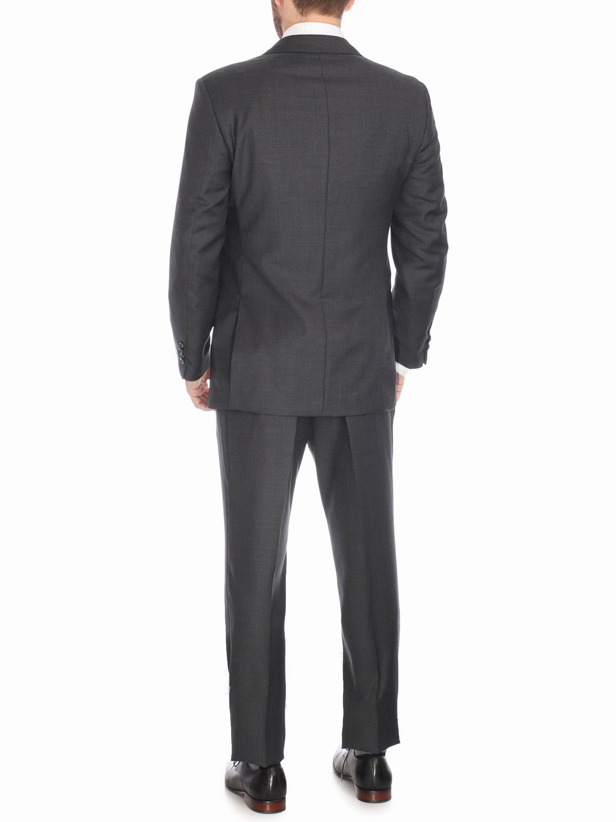 Blujacket Mens Charcoal Gray 100% Wool Regular Fit 2 Piece Suit