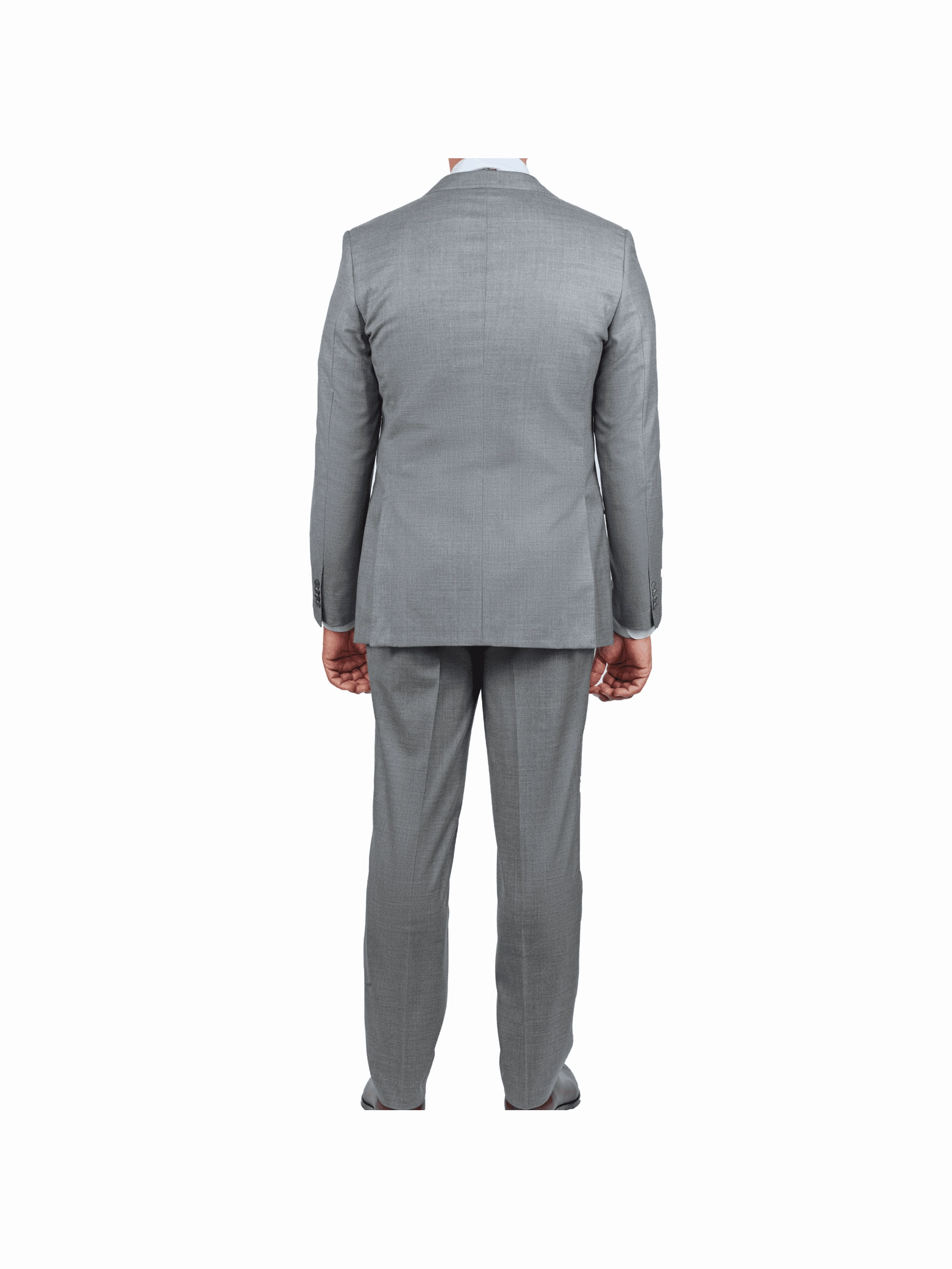 Blujacket Mens Solid Light Gray Wool Cashmere Trim Fit 2 Piece Suit