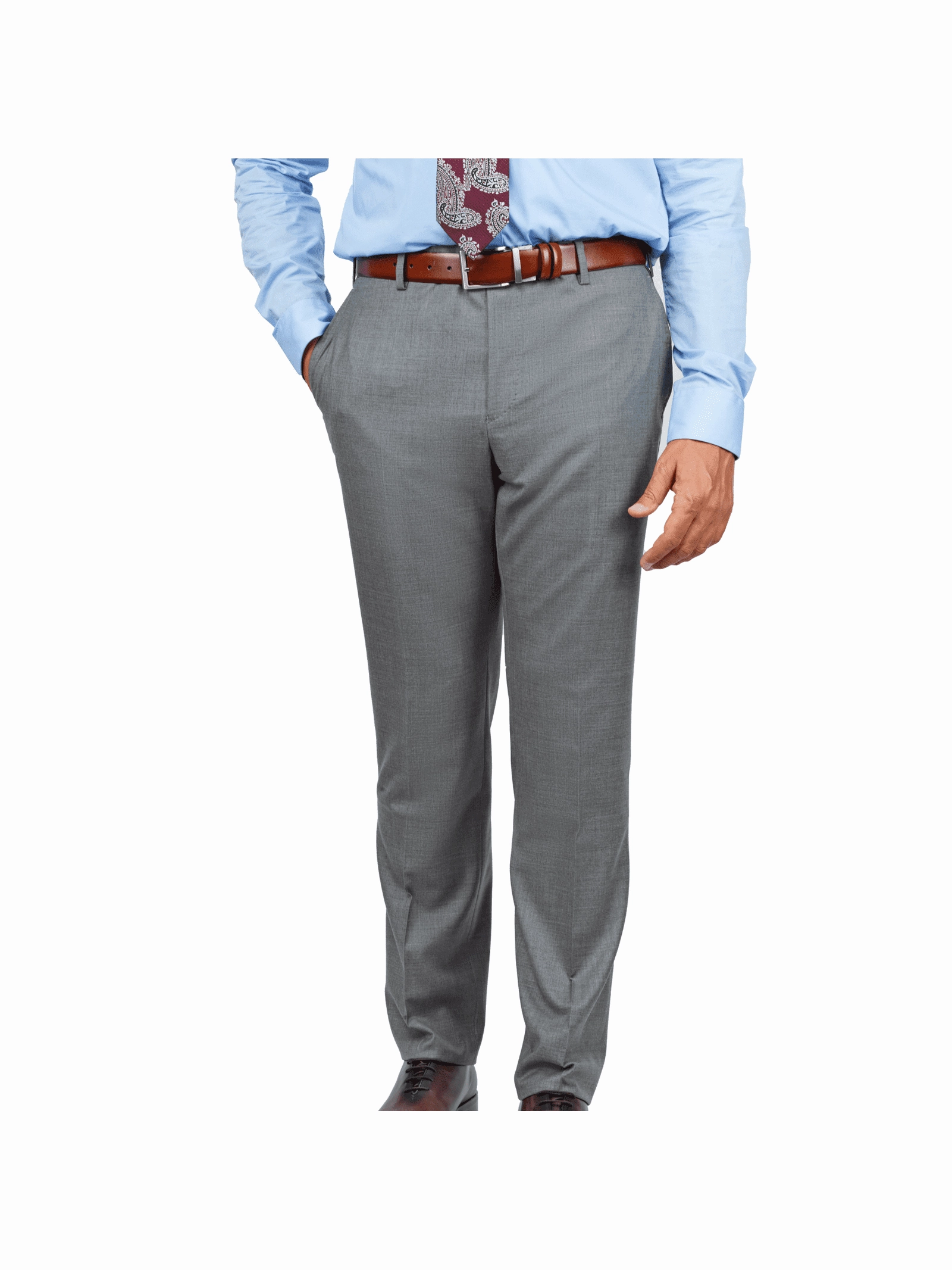 Blujacket Mens Solid Light Gray Wool Cashmere Trim Fit 2 Piece Suit