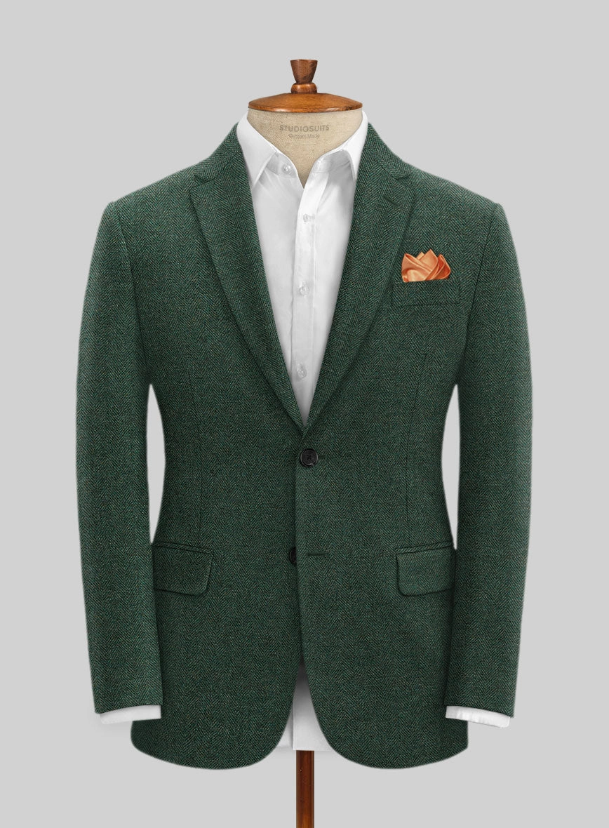 Bottle Green Herringbone Tweed Suit