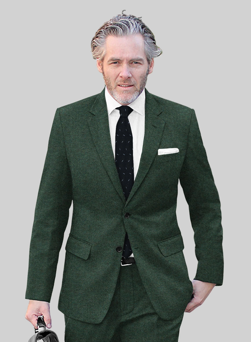 Bottle Green Herringbone Tweed Suit