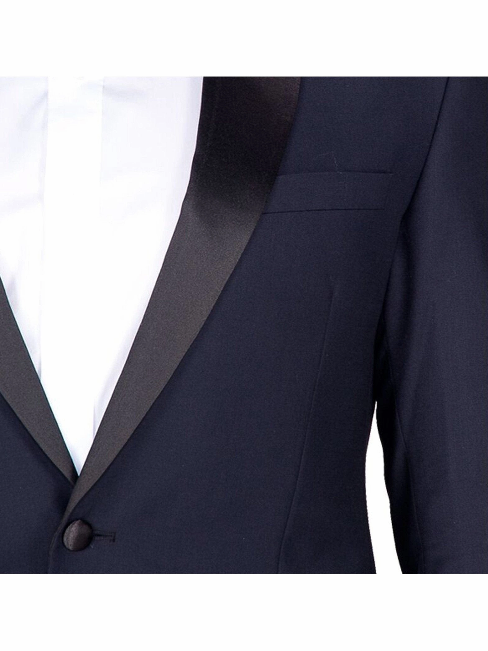 Braveman Slim Fit Navy Blue One Button Tuxedo Tux Suit With Peak Lapels